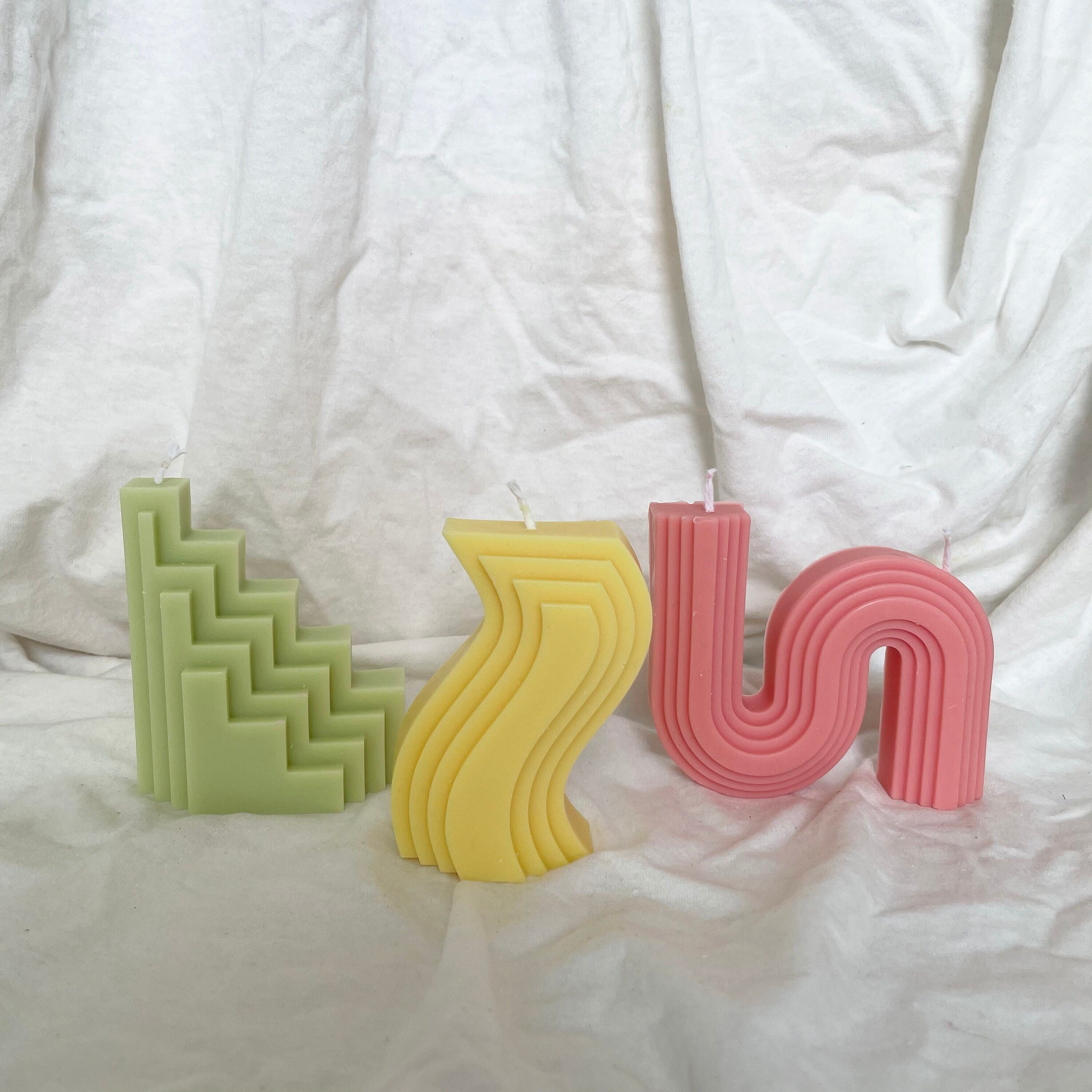 Unique Shaped Soy Wax Candle, Wave candle, Steps Candle, Hand poured Soy Candles, Vintage Candle, Vegan Candle, Decorative Candles