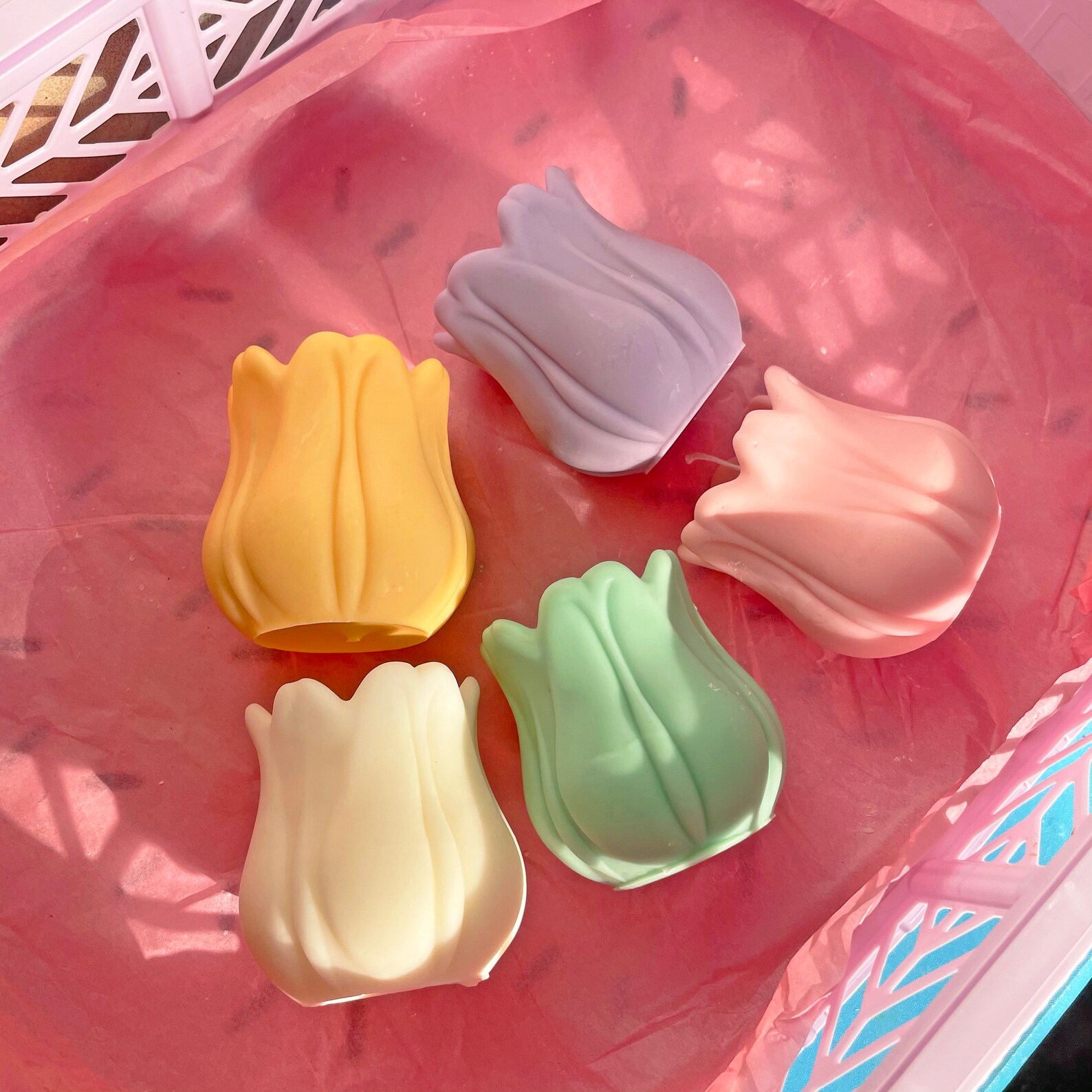 Tulip Pillar Soy Wax Candle Flower Shaped Candles Custom Etsy