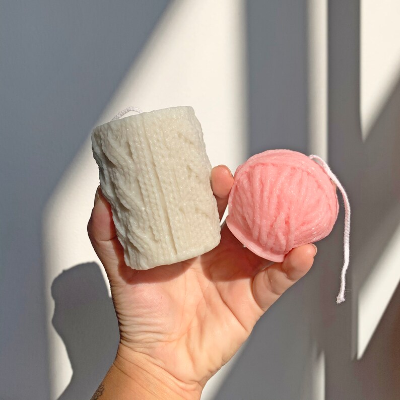 Yarn Ball Candle Knitting Wool Ball Candle 100 Soy Wax Etsy
