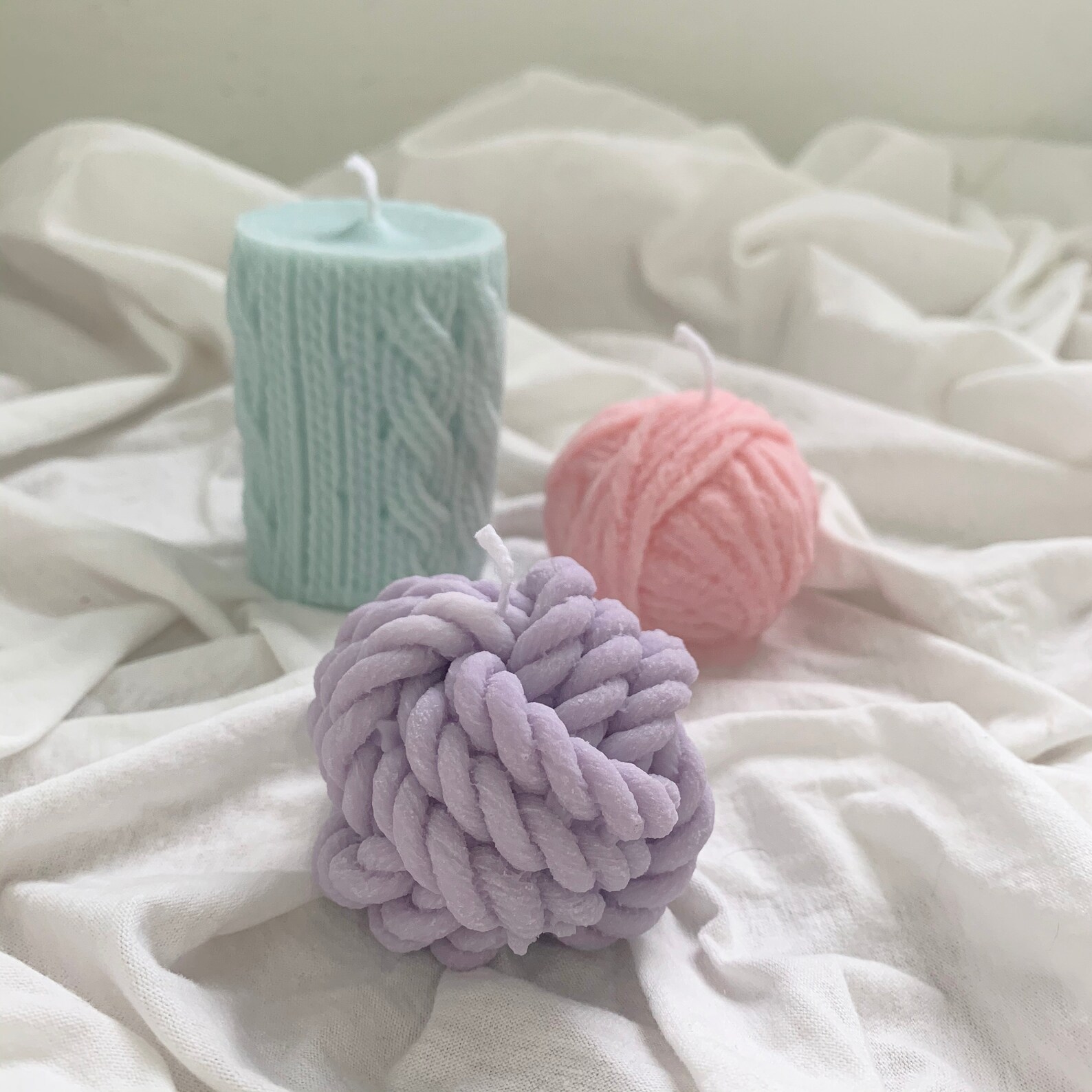 Yarn Ball Candle Knitting Wool Ball Candle 100 Soy Wax Etsy