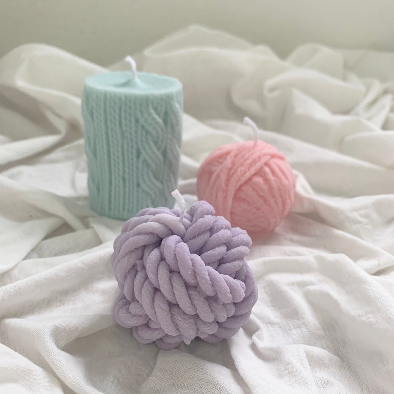 Yarn Ball Candle Knitting Wool Ball Candle 100 Soy Wax Etsy