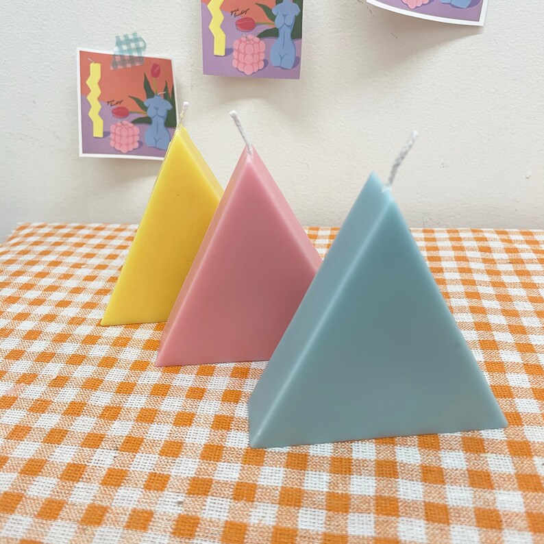 Part2 / Abstract Pastel Color Shape Soy Wax Candles, Pillar Candle, Unique Candle, Circle candle, Triangle Candle, Flower Vase Candle image 6