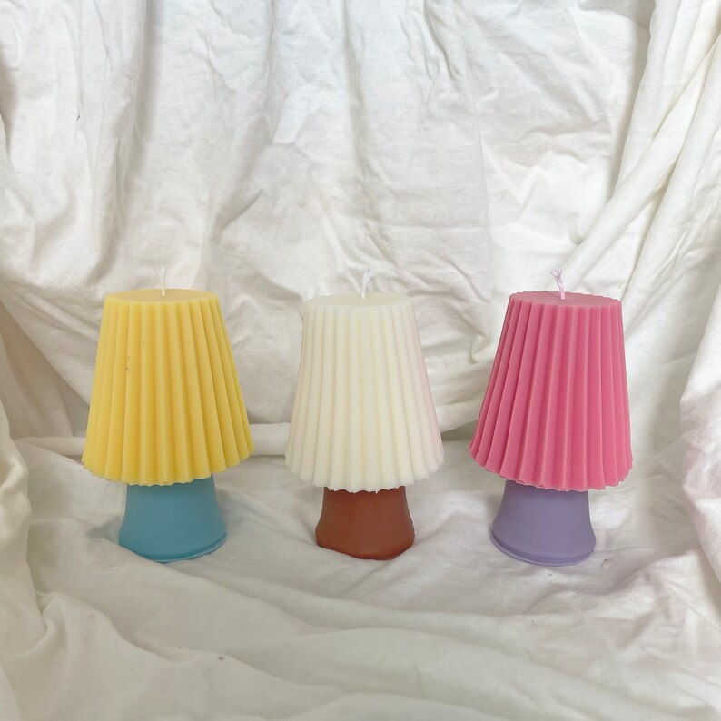 Mid Century Lamp Soy Wax Candle, Lamp Candle, Vivid Colored Candle, Vegan Candle, Mushroom Lamp Candle, 80's, Modern Candle, Home Decor image 4