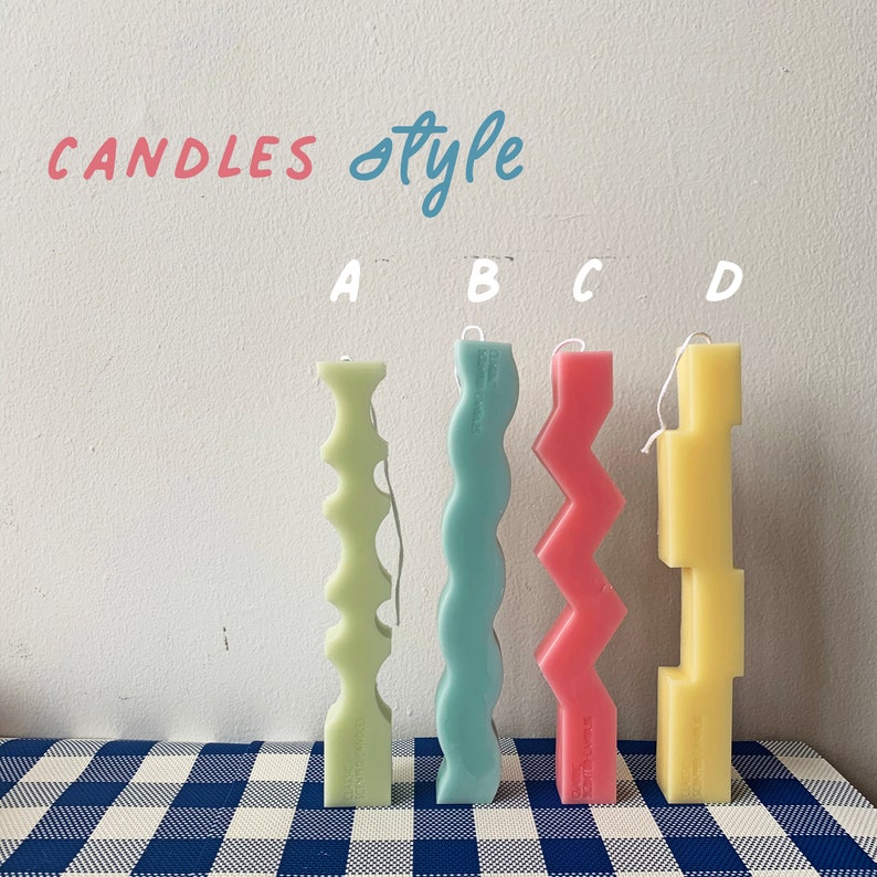 Colorful Squiggle Candle, Zig-zag Candles, Unique Waving Shape Candle, Kawaii Candle, Art Deco Style Candle, Soy Wax Candle, Scented Candle image 3
