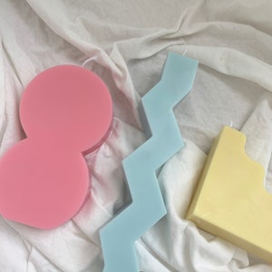 Part2 / Abstract Pastel Color Shape Soy Wax Candles, Pillar Candle, Unique Candle, Circle candle, Triangle Candle, Flower Vase Candle image 3