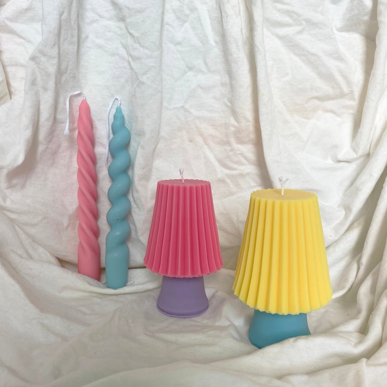 Mid Century Lamp Soy Wax Candle Lamp Candle Vivid Colored Etsy