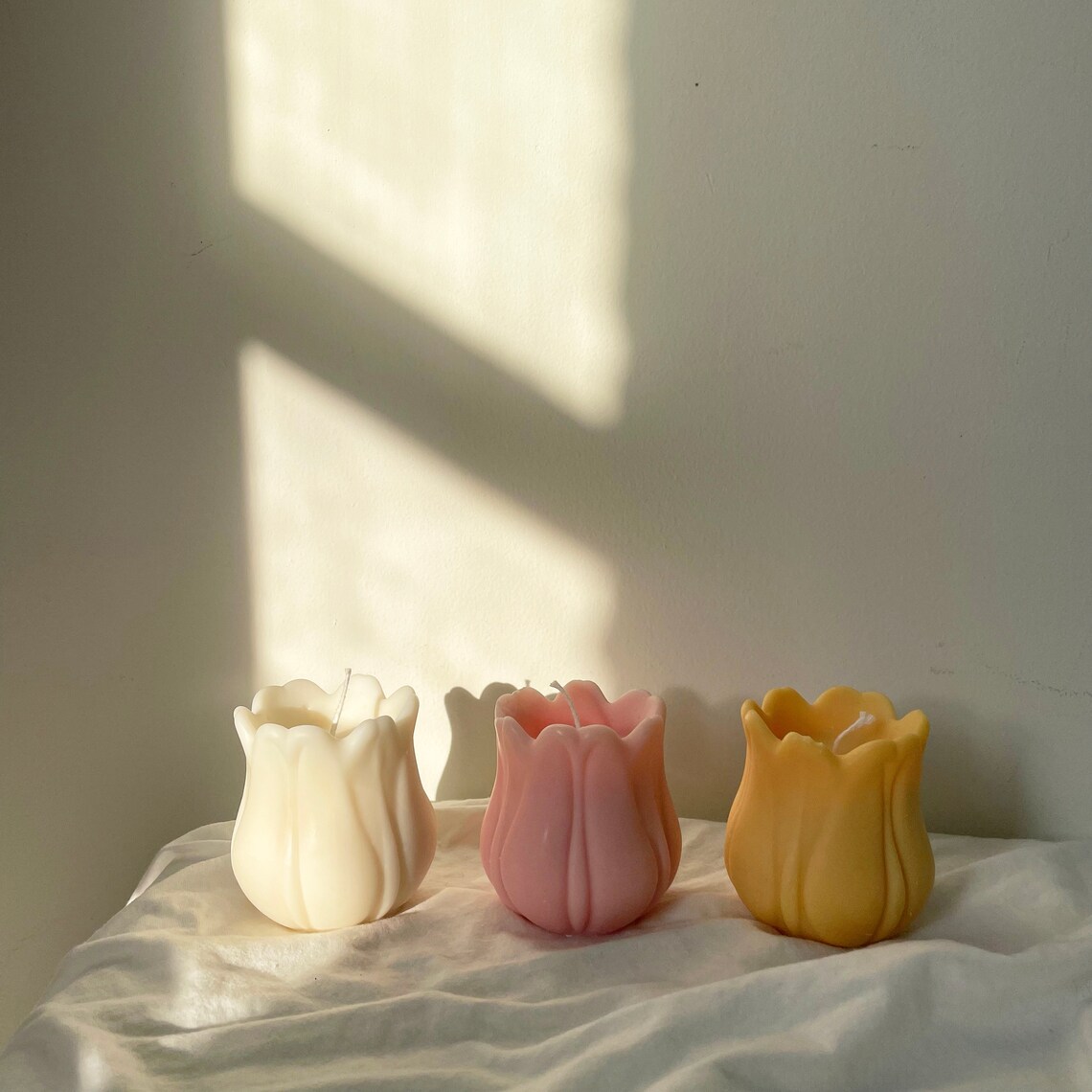 Tulip Pillar Soy Wax Candle Flower Shaped Candles Custom Etsy