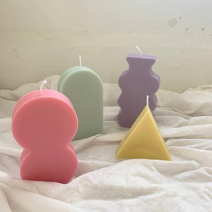 Part2 / Abstract Pastel Color Shape Soy Wax Candles, Pillar Candle, Unique Candle, Circle candle, Triangle Candle, Flower Vase Candle image 7