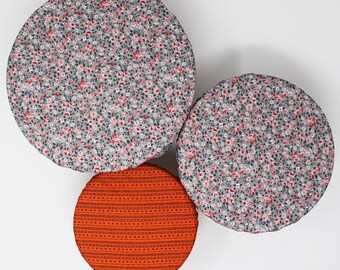 Reversible Cotton Fabric Bowl Cover | Baking Proofing Dough Bread Kombucha Sourdough | Stretchable Reusable Cloth Cover | Pumpkin Roses