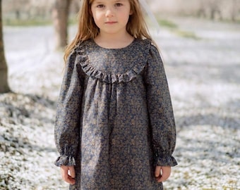 Handmade Melody Dress for Little Girls – Puff Long Sleeves | Princess Style Outfit for Birthdays Weddings & Special Occasions