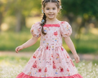 Princess Dress | Pink Dress | Pullover Flutter Sleeve Dress | Dress for Girl | Baby Dress | Adorable Print | Birthday Dress