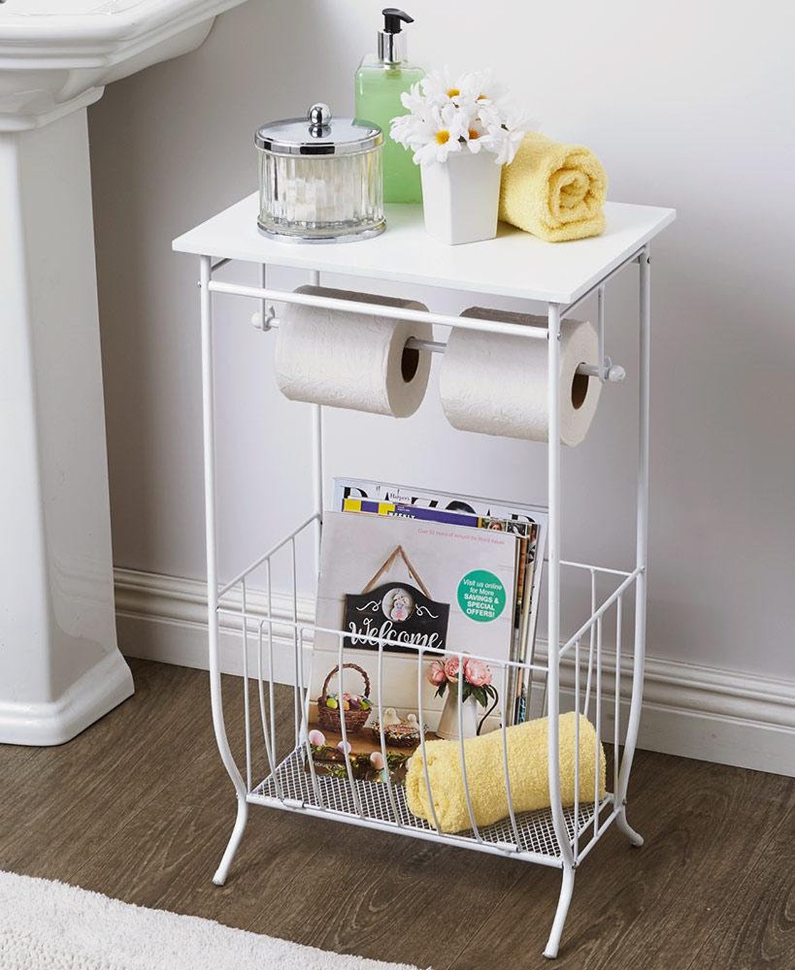 Classic Bathroom Storage Tables Store Magazines Books Etsy