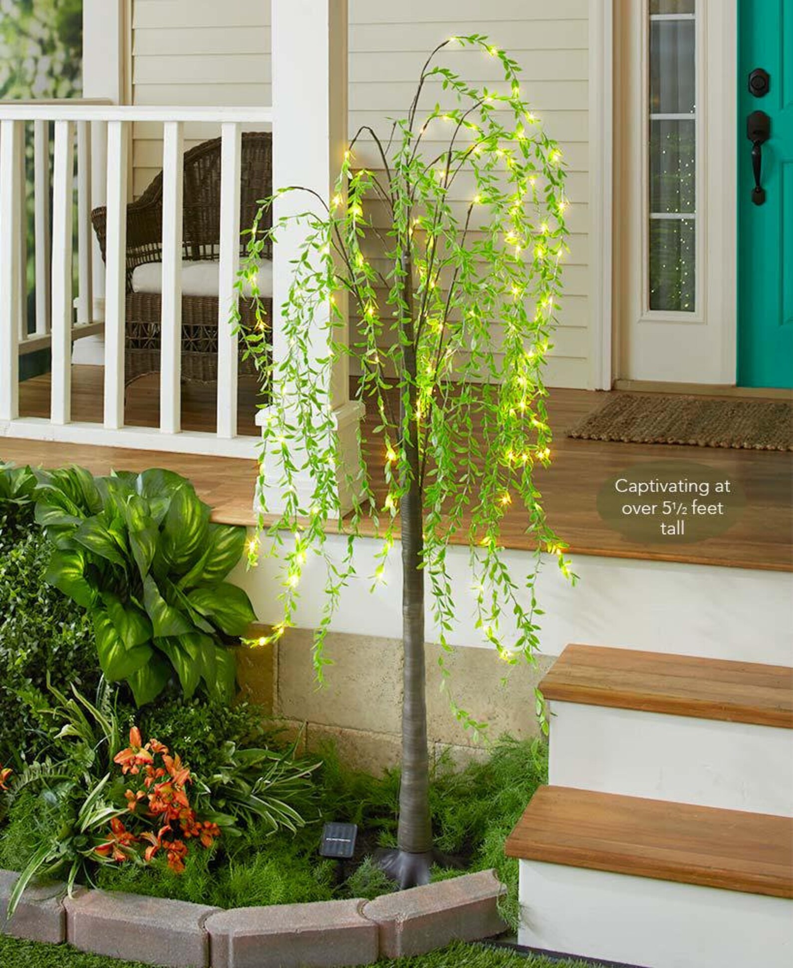 Solar Willow Tree Led Lights Wrapped Around The Branches Etsy