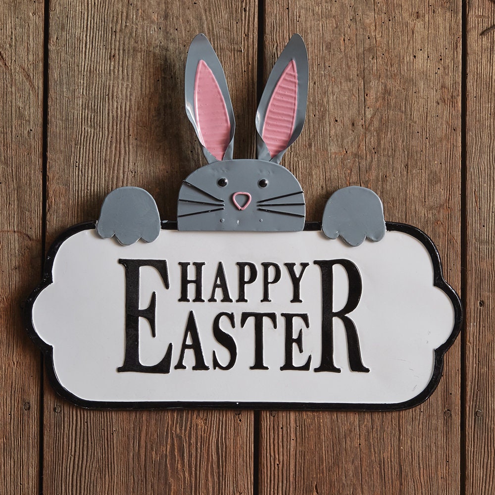Happy Easter Bunny Sign Rabbit Sign Easter Decor Metal | Etsy