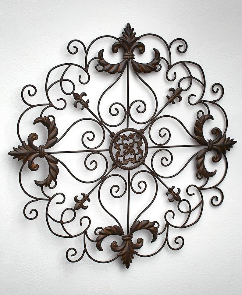 Scrolled Metal Wall Medallions Wall Hanging Rustic Vintage Etsy