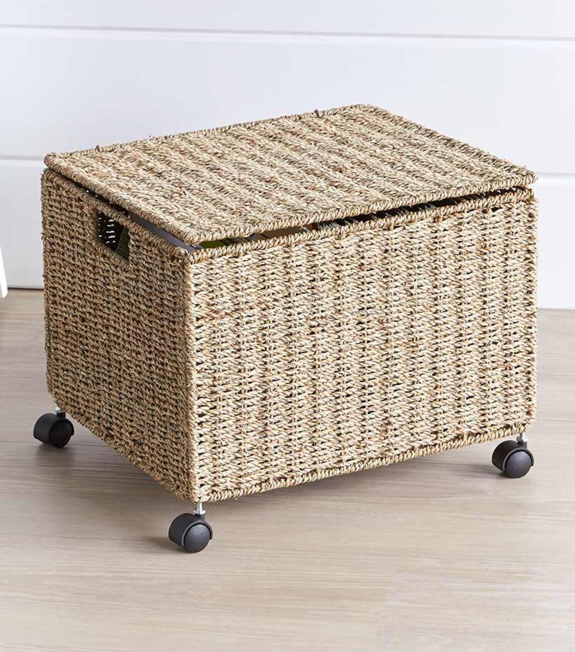 Seagrass Rolling File Organizer Basket With Lid Etsy