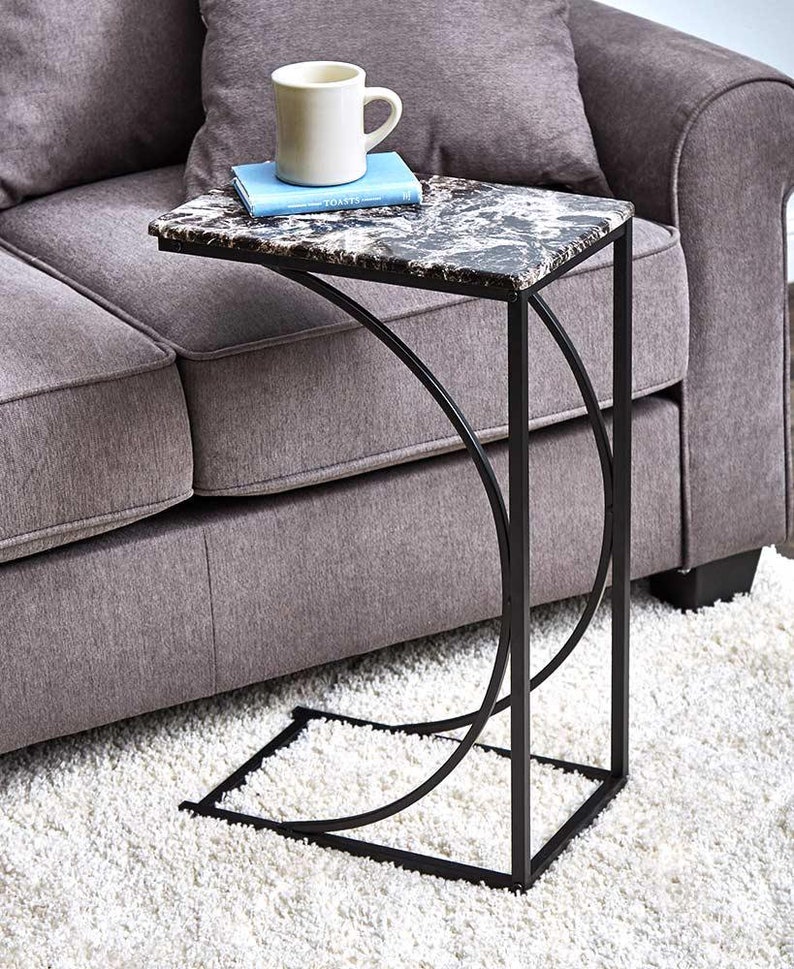 Faux Marble Top Sofa Side Tables Food And Drinks Items Etsy