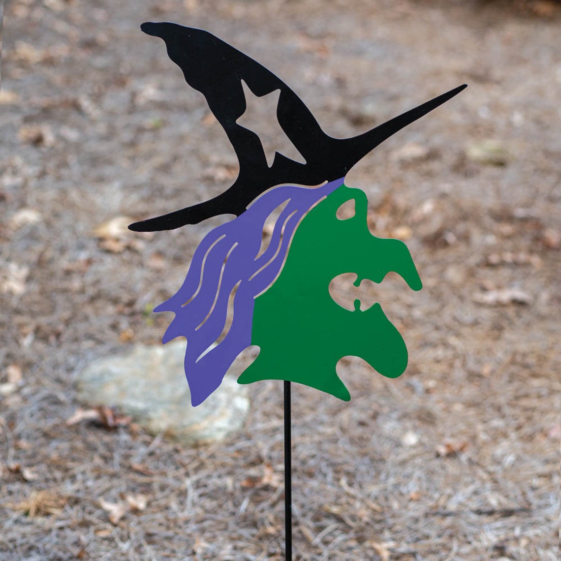 Witch Garden Stake Halloween Outdoor Decor Halloween Metal Etsy