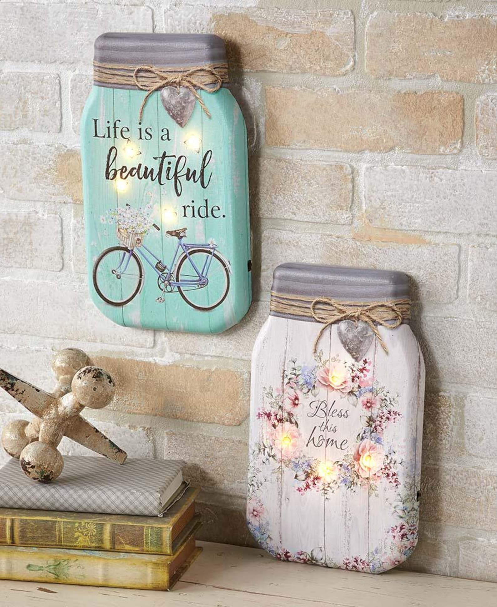 Lighted Canvas Mason Jar Wall Art Farmhouse Vintage Home Etsy