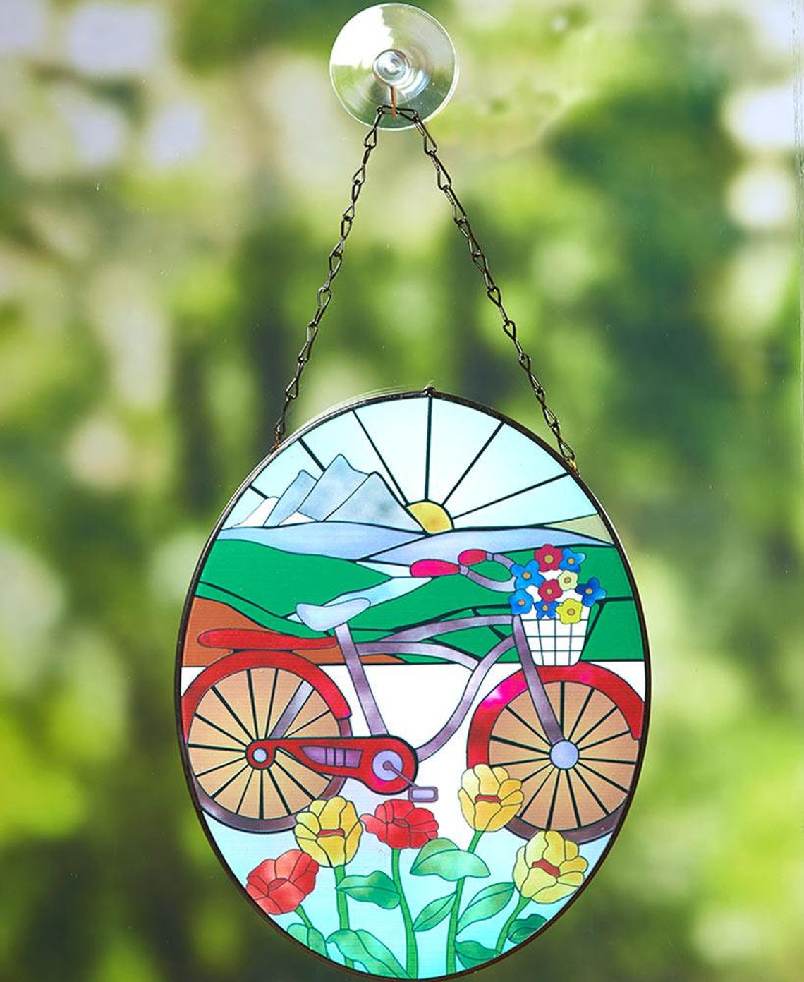 Stained Glass Themed Sun Catchers Colorful Window Hanging Etsy