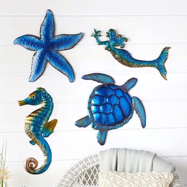 Sealife Metal Wall Sculptures Wall Hanger Accent Your Etsy