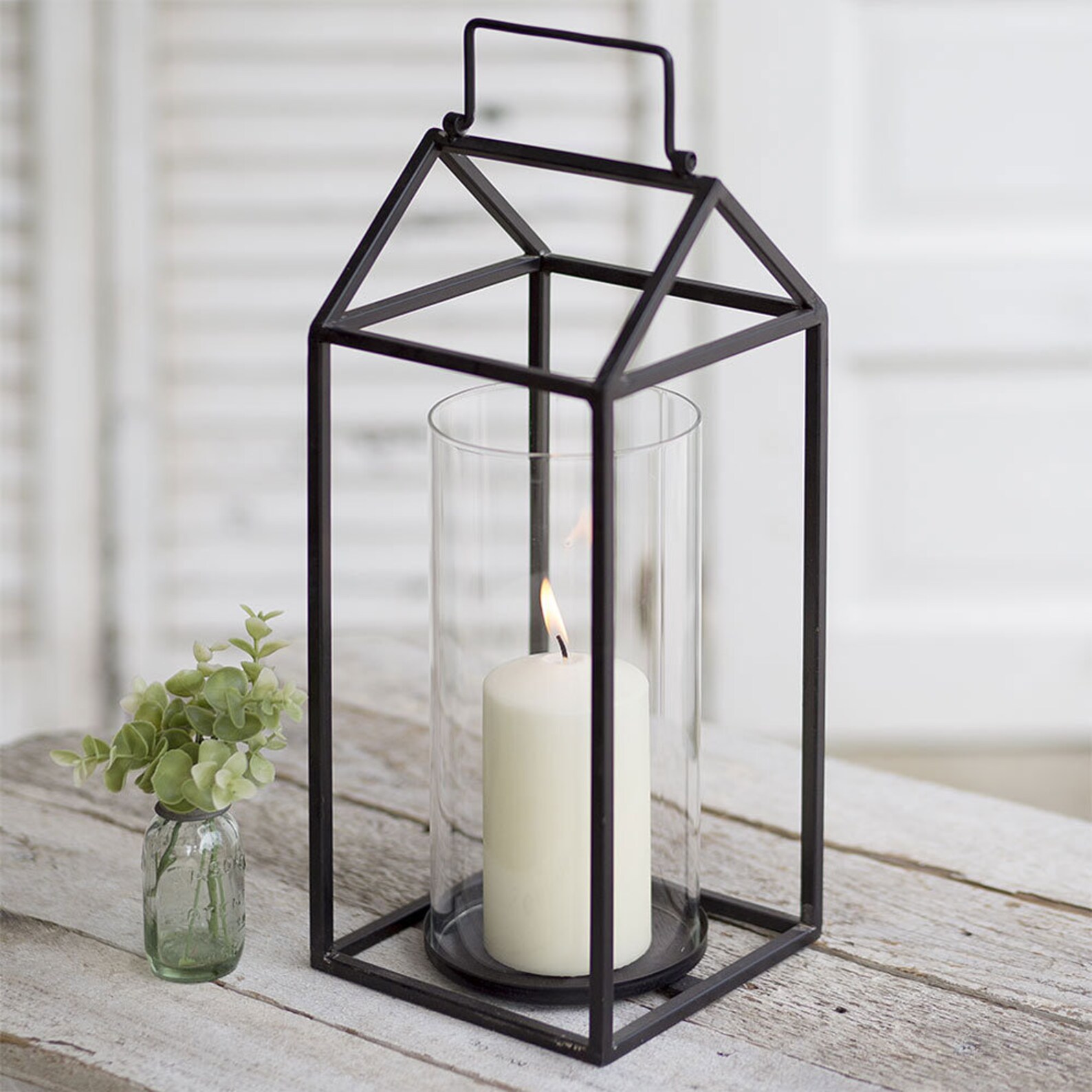 The Devon Metal Lantern With Handle Candle Holder Modern Etsy