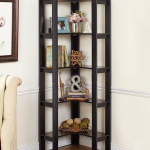 Corner Bookshelf Etsy