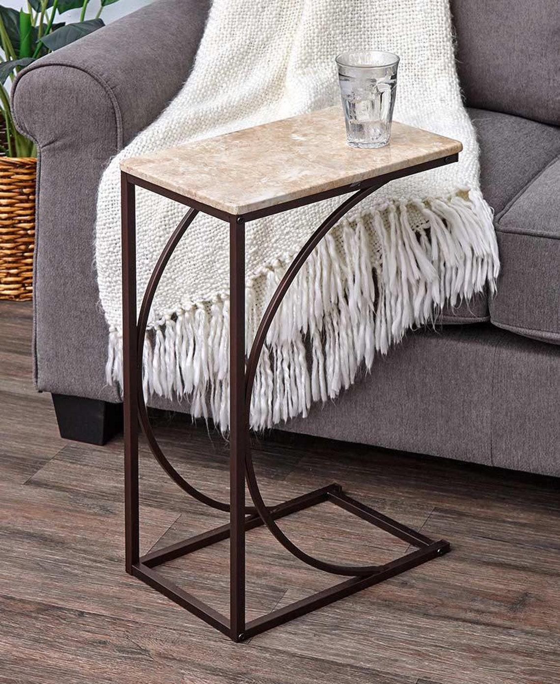 Faux Marble Top Sofa Side Tables Food And Drinks Items Etsy