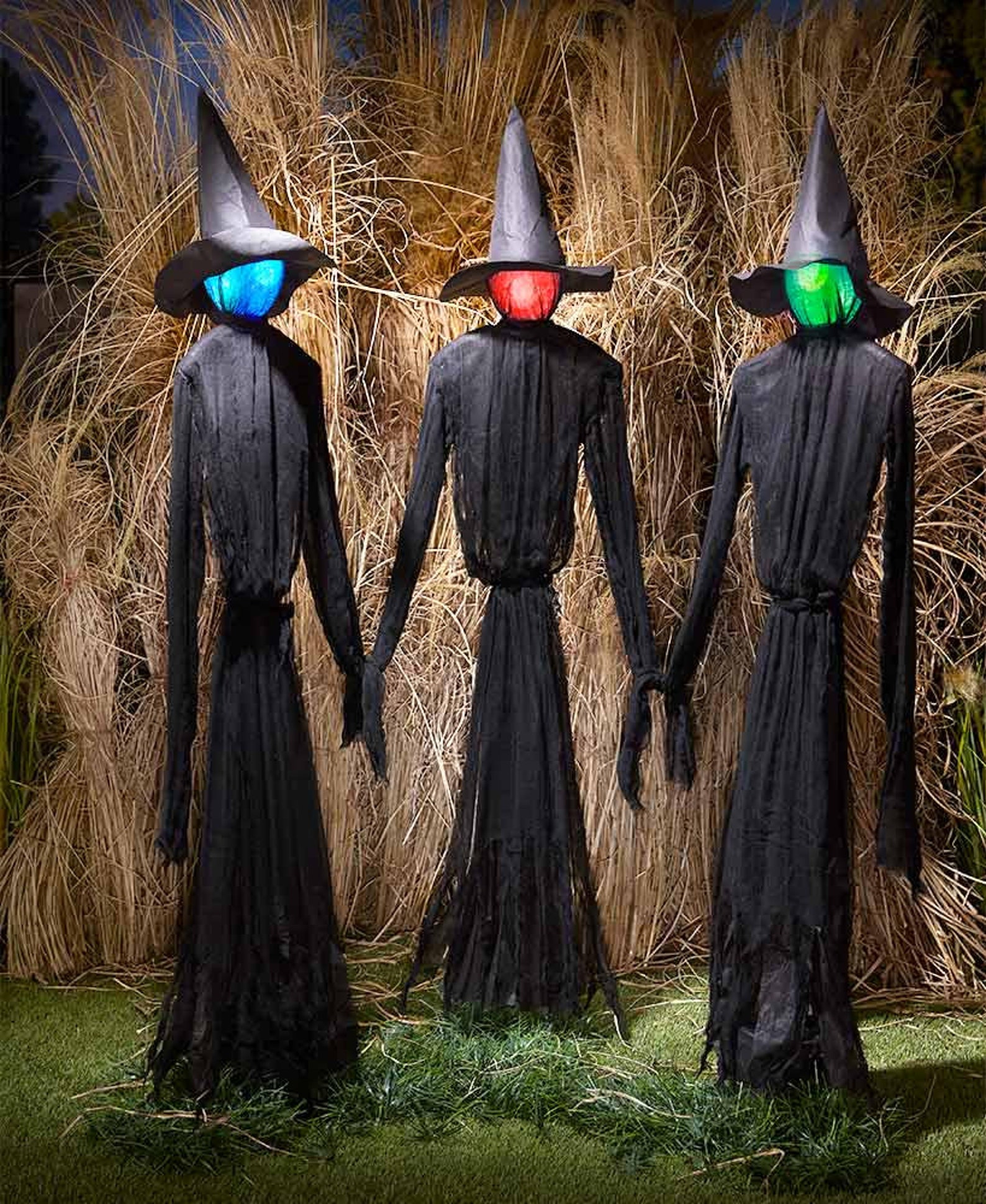 Lifesize Lighted Witch Trio Halloween Witches Stake Etsy