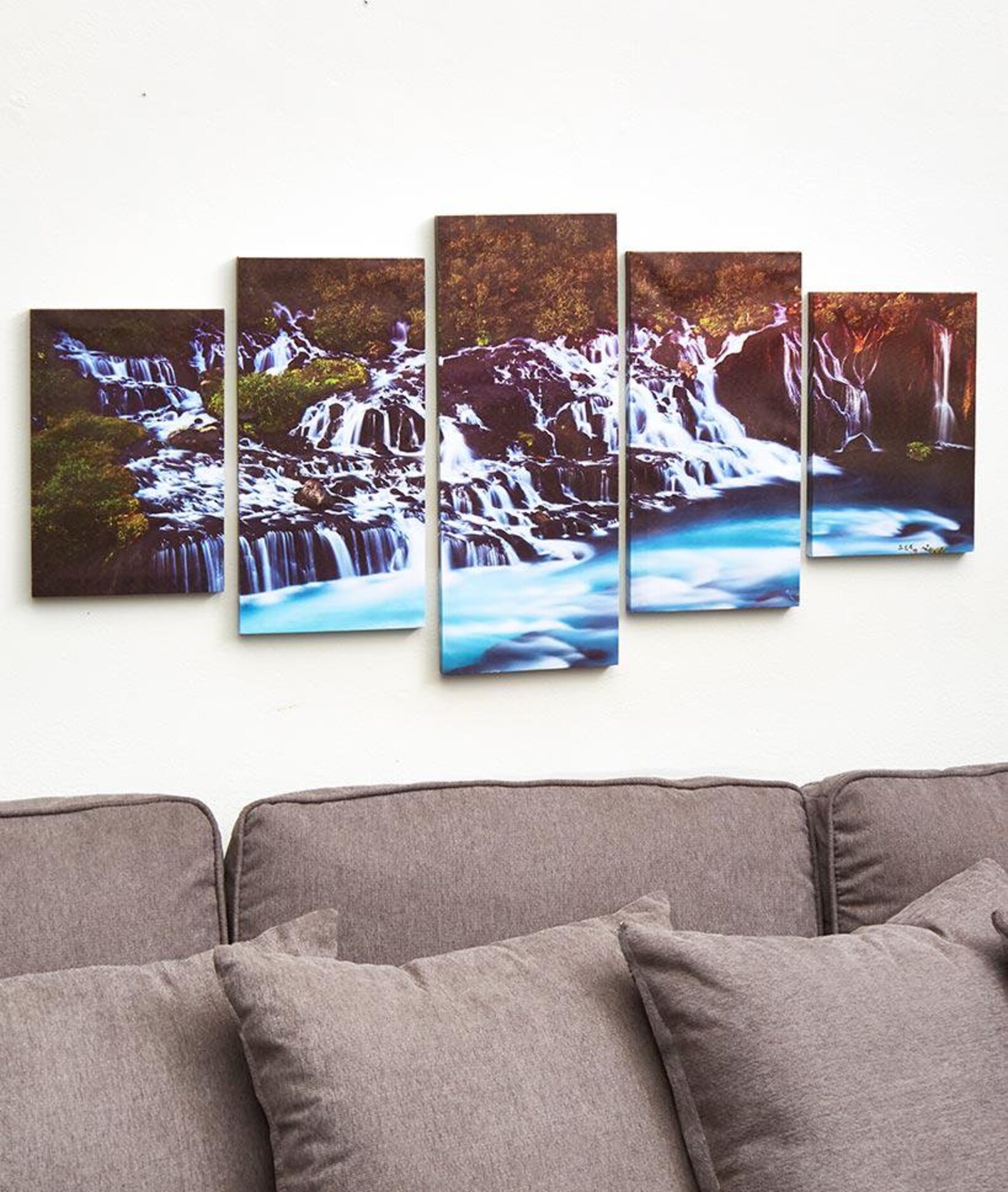 5pc. Waterfall Canvas Wall Art Set Tranquil Outdoor Scene Etsy