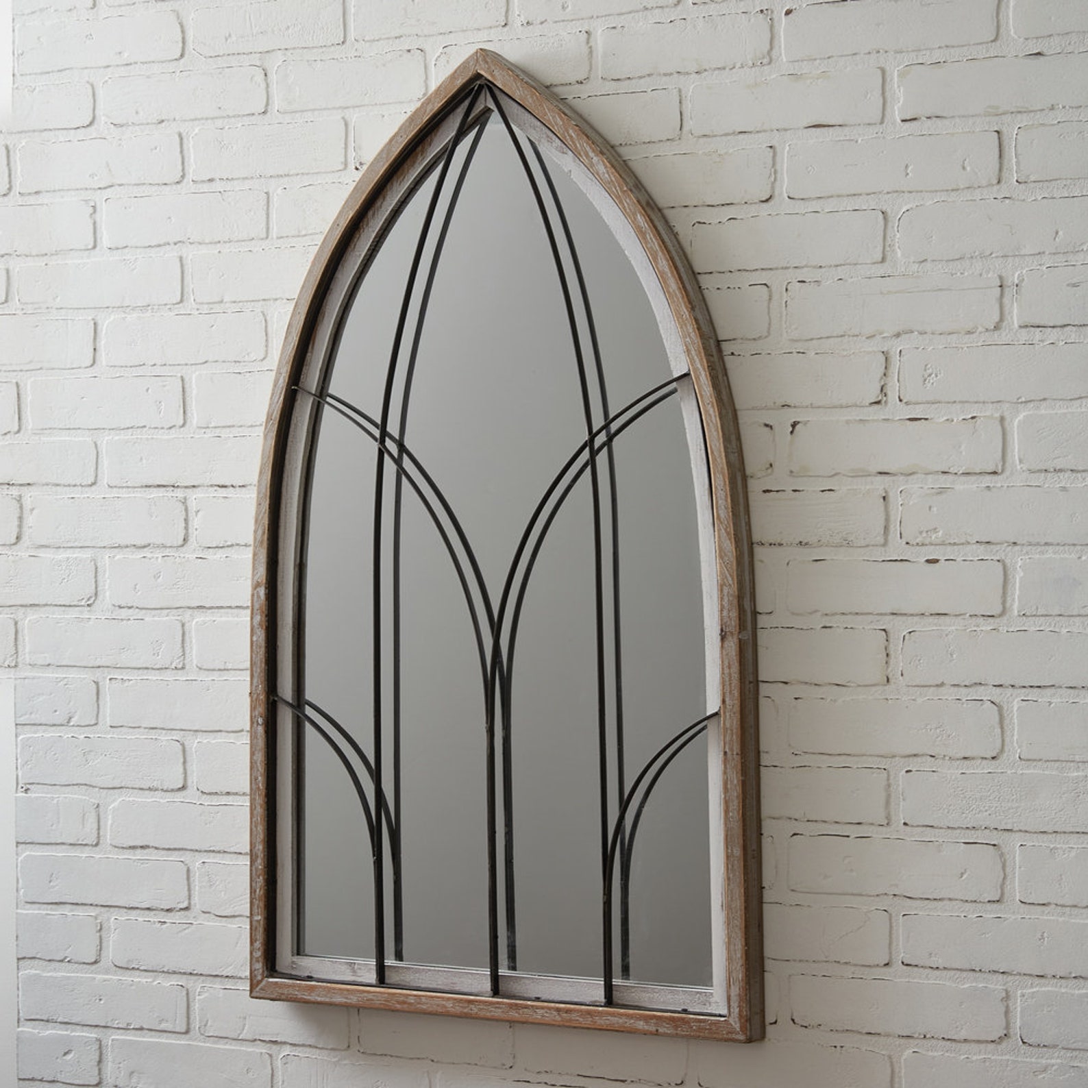 Arched Mirror With Wood Frame Large Wall Mirror Modern Etsy
