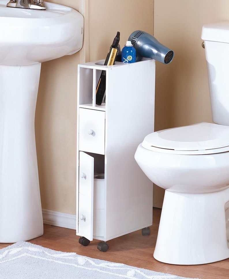 Slim Rolling Bathroom Storage Carts With Selves Toiletries Etsy