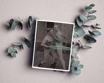 Carte de voeux, carte d'anniversaire rétro, carte de souhait vintage, carte de voeux ami, carte humour, carte anniversaire homme