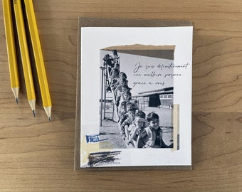 Carte voeux, cadeau professeur, carte enseignant, carte rétro, carte souhait vintage, carte remerciement professeur, carte merci professeur