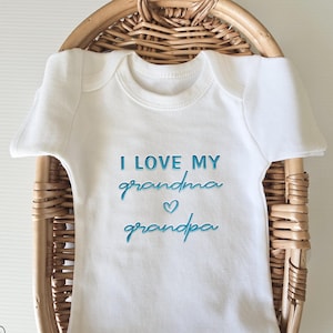 Embroidered I Love My Grandma and Grandpa ONESIES® brand hello grandma ONESIES® Pregnancy Pregnancy Announcement to Grandparents D13