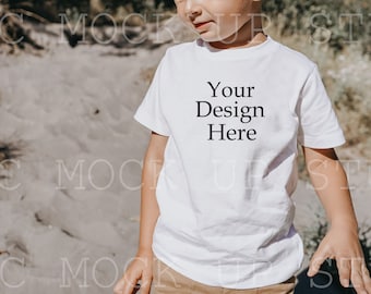 Kids Boho Fall T-Shirt Mockup Model / White Shirt Mock up, Toddler Graphic T-Shirt, Bella Canvas, Outdoor Mockup, Summer Mockups Kids