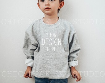 Kids Gray Sweatshirt Mockup | Gildan 18000b Sport Gray Sweatshirt Mockup | KIDS Sweater Mockup | Toddler Model Mockup / Sweatshirt Mockup