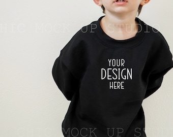 Kids Black Sweatshirt Mockup | Gildan 18000b Black Sweatshirt Mockup | KIDS Sweater Mockup | Toddler Model Mockup / Black Sweatshirt Mockup