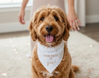 Embroidered She Said Yes Bandana for Dog Engagement Bandana Dog Engagement Announcement Dog Bandana Wedding Dog Bandana Best Dog BIB 3