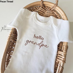 Embroidered Hello Grandpa ONESIES® brand, hello grandma ONESIES® brand Pregnancy Reveal Pregnancy Announcement to Grandparents D16