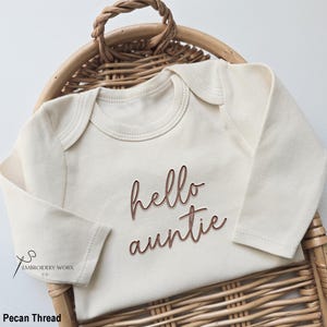 Embroidered Hello Auntie ONESIES® brand, Personalized Aunt Gift Custom Aunt Gift for Aunt Pregnancy Announcement ONESIES® C51