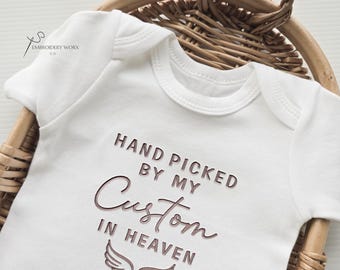 Embroidered Hand Picked By My Grandma In Heaven Onesie® brand Grandma Onesie® Heaven Sent Personalized Onesie® Custom Grandma Grandpa Z202