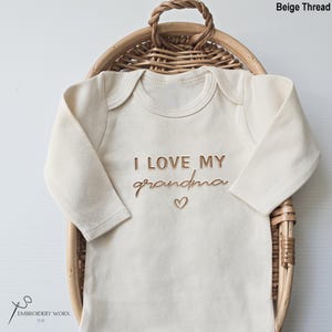 Embroidered I Love My Grandma ONESIES® brand hello grandma ONESIES® Pregnancy Reveal Pregnancy Announcement to Grandparents D12