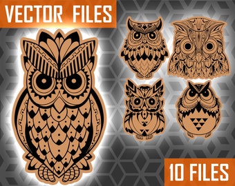 10 Owl Wall Art decor laser cut wall art Laser cut Wall Art SVG Laser cut files Laser cut wood Cut file Laser cut file svg Laser