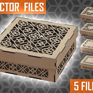 5 Sieraden doos, Houten doos Laser cut bestanden SVG, DXF, CDR vector plannen, laserbestand, cnc patroon, cnc cut, laser cut, Digital, Vector Files