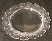Lalique Glass (Signed) Honfleur Geranium Leaf Edge Salad Dish Plate Saucer, 21cm
