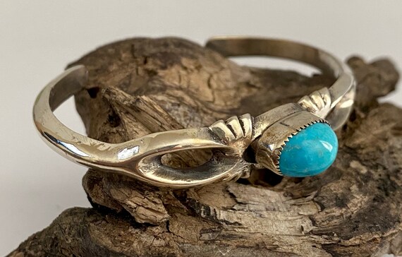 Native Sandcast Silver and Turquoise Bracelet