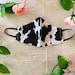 Cow Print Black & White Face Mask Cotton Handmade Reversible Reusable Regular Kid and Medium Sizes 
