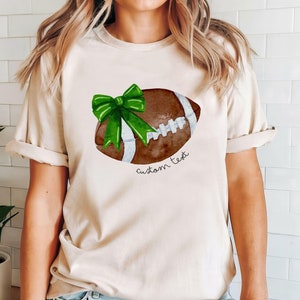 Cute Football Mom Shirt, Custom Mascot Bow Shirt, Coquette Bows School Spirit Tshirt, Cheer Mascot Tee, Football Team Jersey