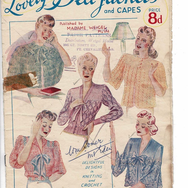 Lovely Bedjackets and Capes 8d Knitting and crochet patterns 1930s